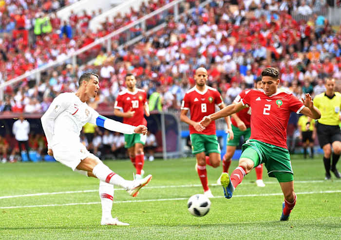 Portugal forward Cristiano Ronaldo, Morocco defender Achraf Hakimi, Group Stage, FIFA World Cup